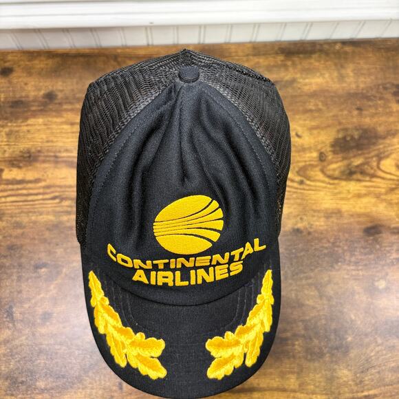 Continental Airlines Trucker Hat Cap Vintage Snapback Mesh Scrambled Eggs Black - Picture 12 of 13